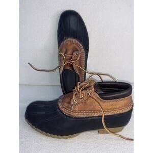 LL BEAN Womens Sz 7 Gumshoe Loafers Bean Boots Rubber Leather Brown Made In USA